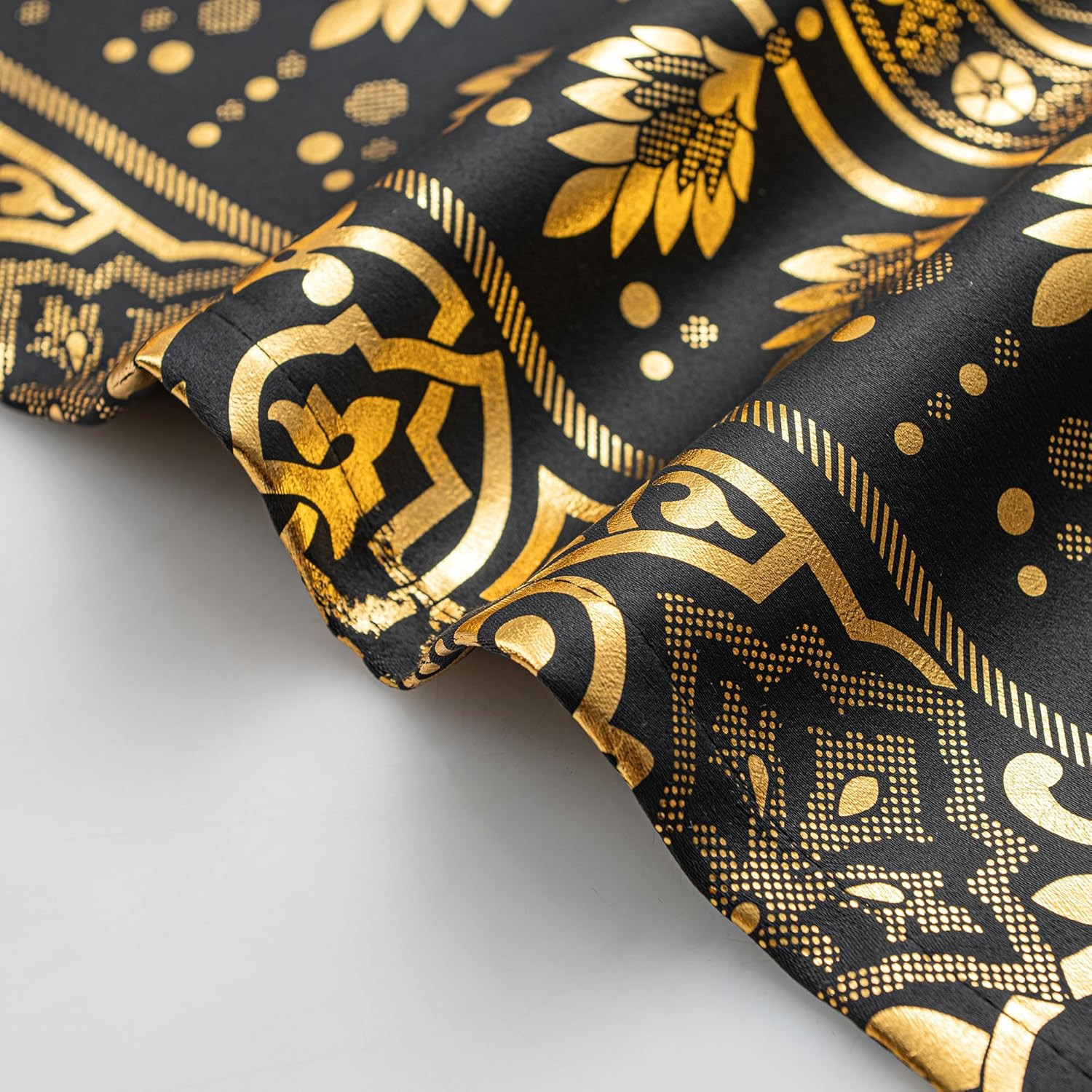 Blackout Window Curtains 52×84″ Black Gold Grommet Drapes – 2PCS Set