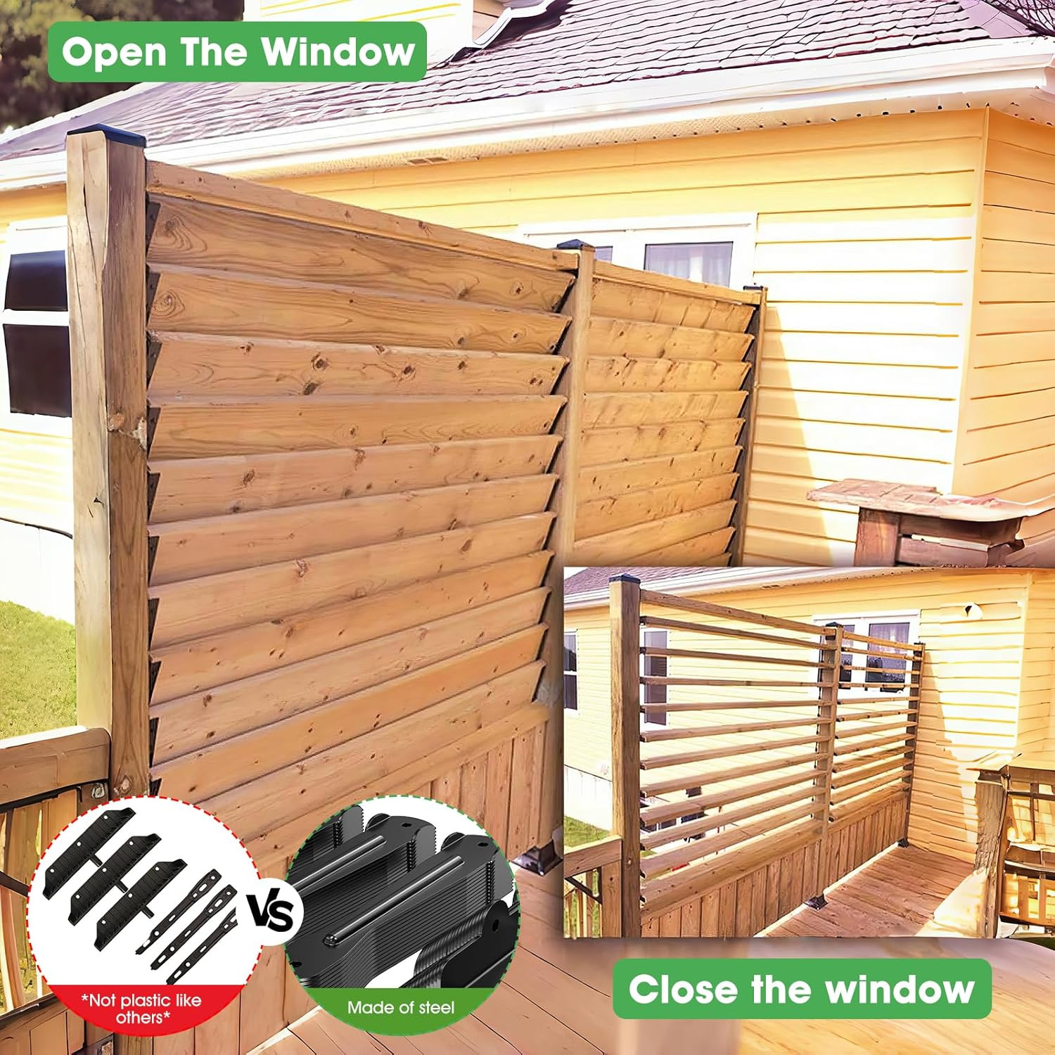 Louver Bracket Kit, Deck Sunblind System Hardware – Metal Louver Brackets for Ou