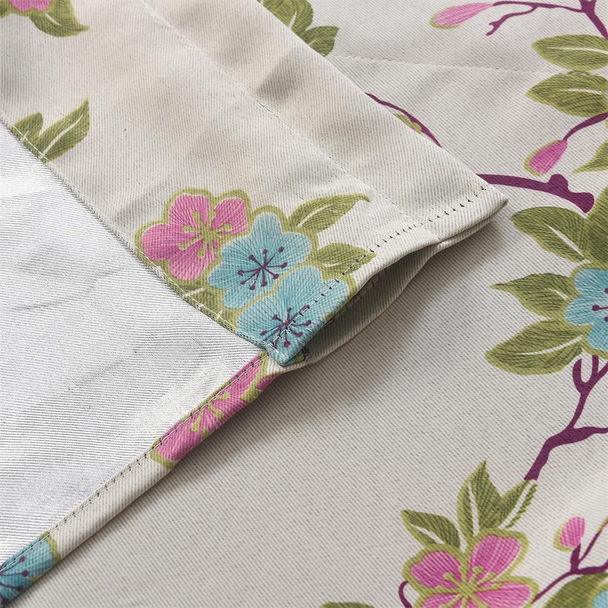 2 Panels Floral Bird Room Darkening Kitchen Curtains, Rod Pocket Cafe Curtains
