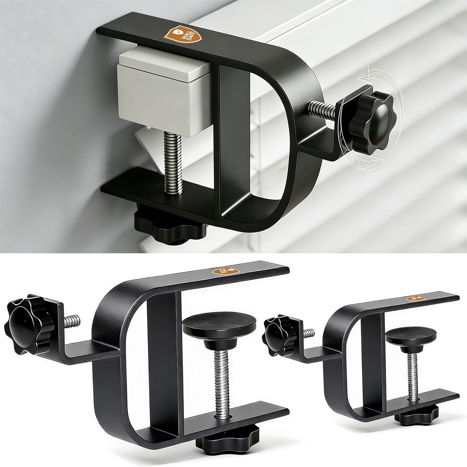 No Drill Curtain Rod Brackets Inside & Outside Mount [Patented] Adjustable Fits