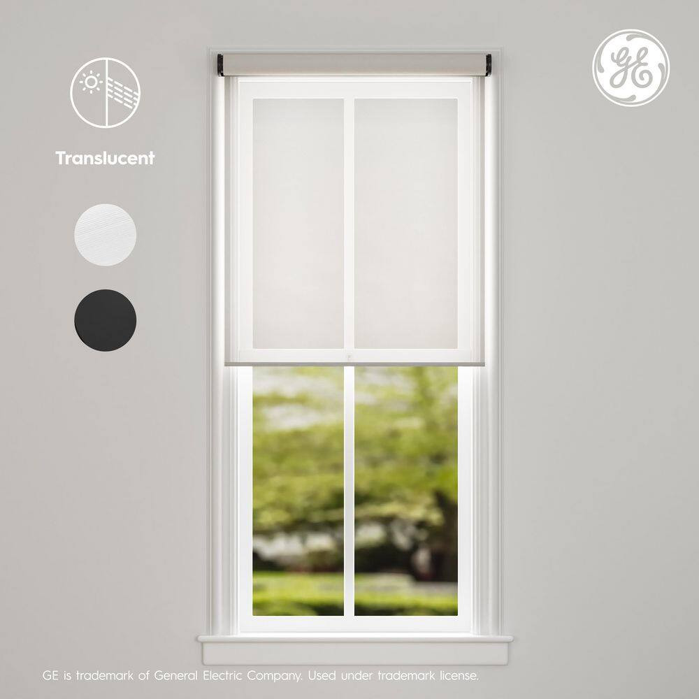 Smart Shade, Motorized Window Blind, Black Hardware, Translucent White Fabric, 3