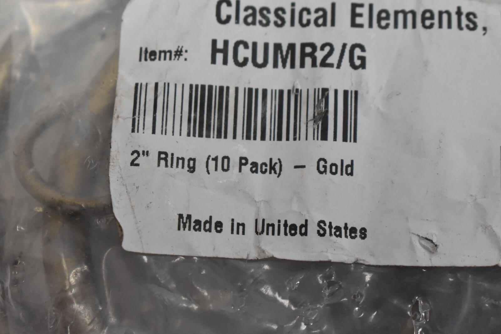 Classic Elements Metal Curtain 2″ Ring Interior Diameter Gold Set of 10 HCUMR2/G