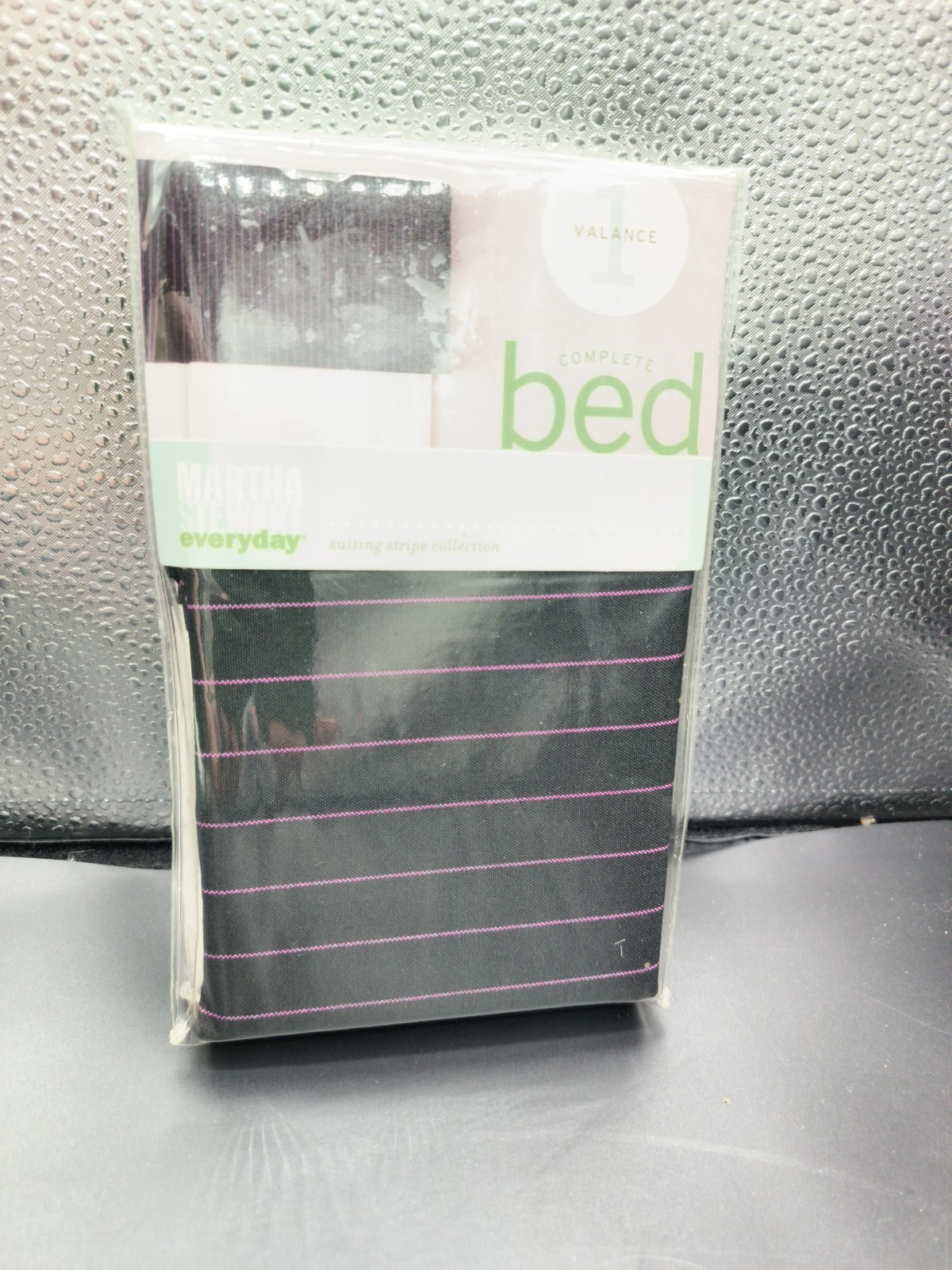 Martha Stewart Everyday Suiting Stripe Collection Black Pink Valance 52”x15” NEW