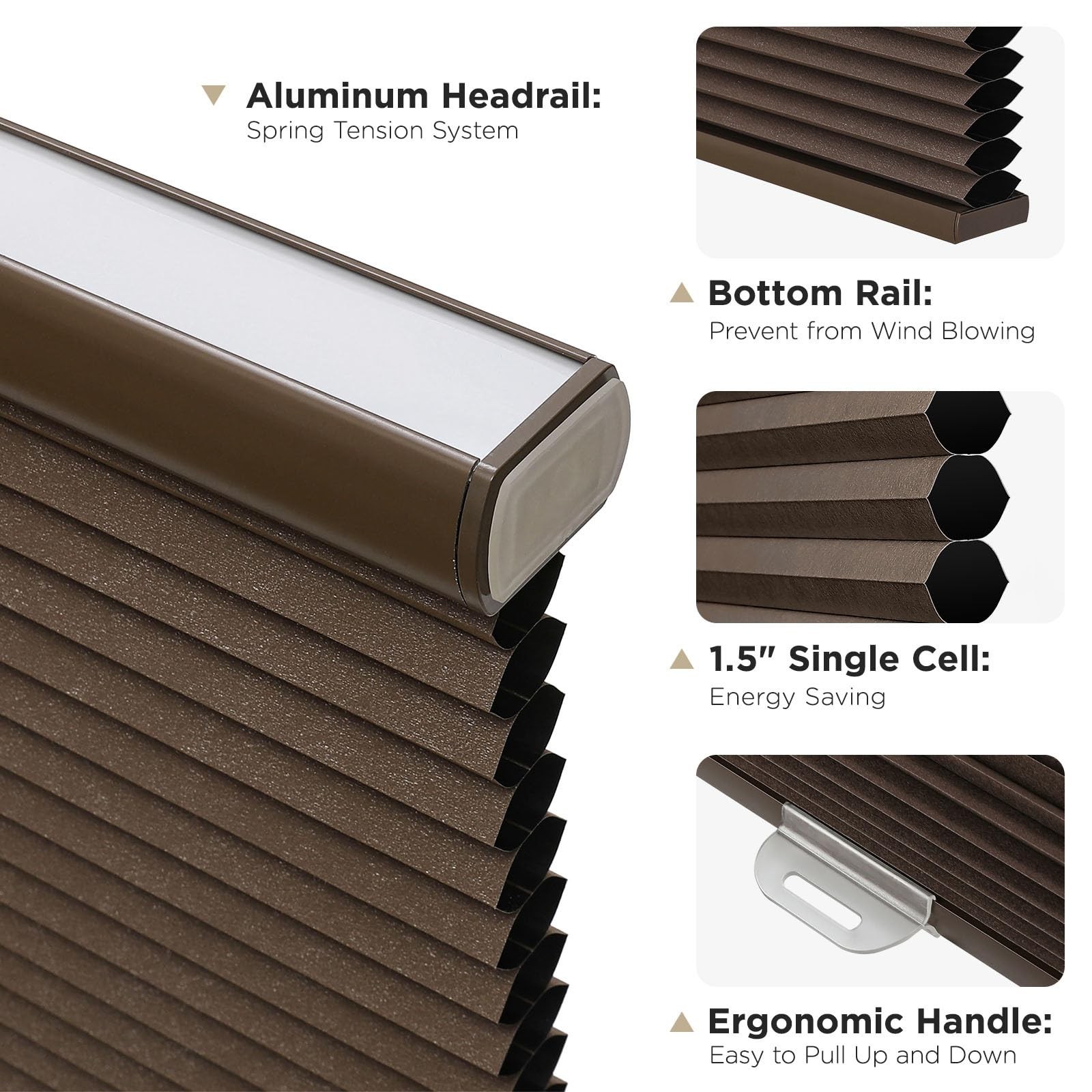 Joydeco No Tools No Drill Window Blinds For Indoor Windows Blackout Shades