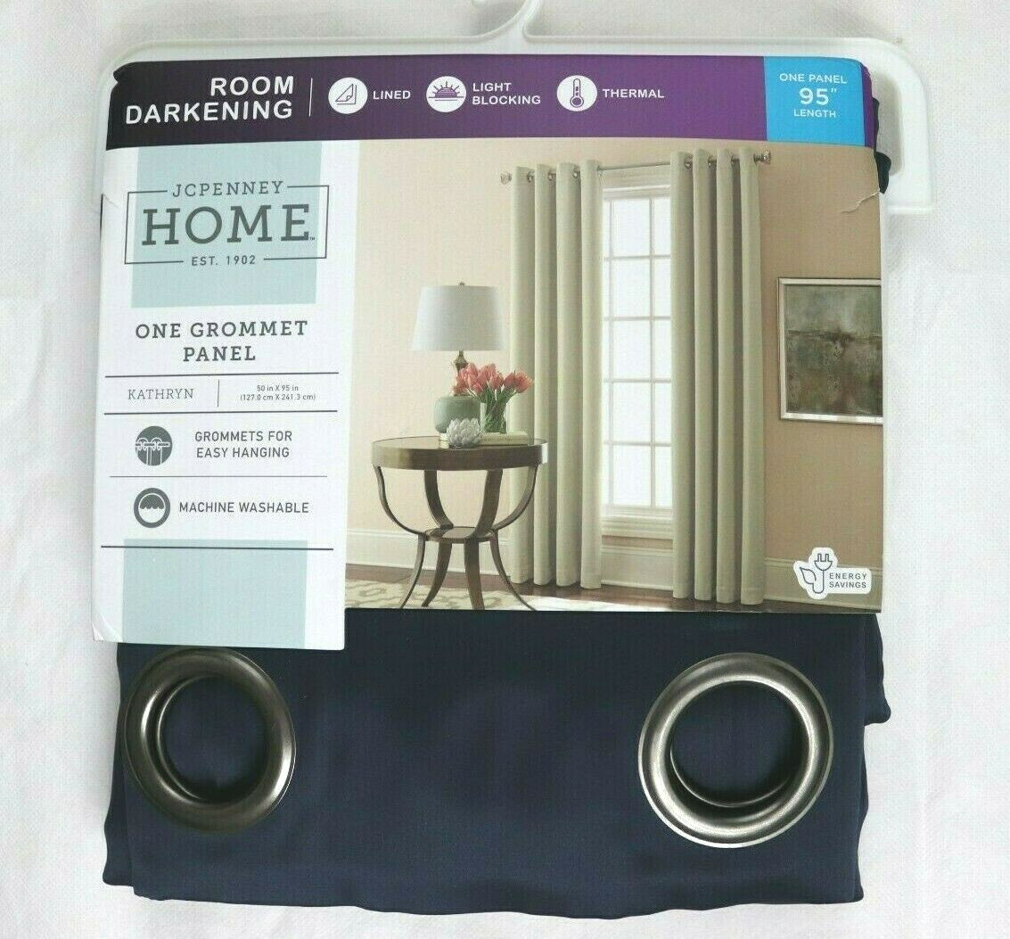 New Liz Claiborne 50x 95 JCP Kathryn Mood Indigo Navy Blue Grommet Curtain Panel