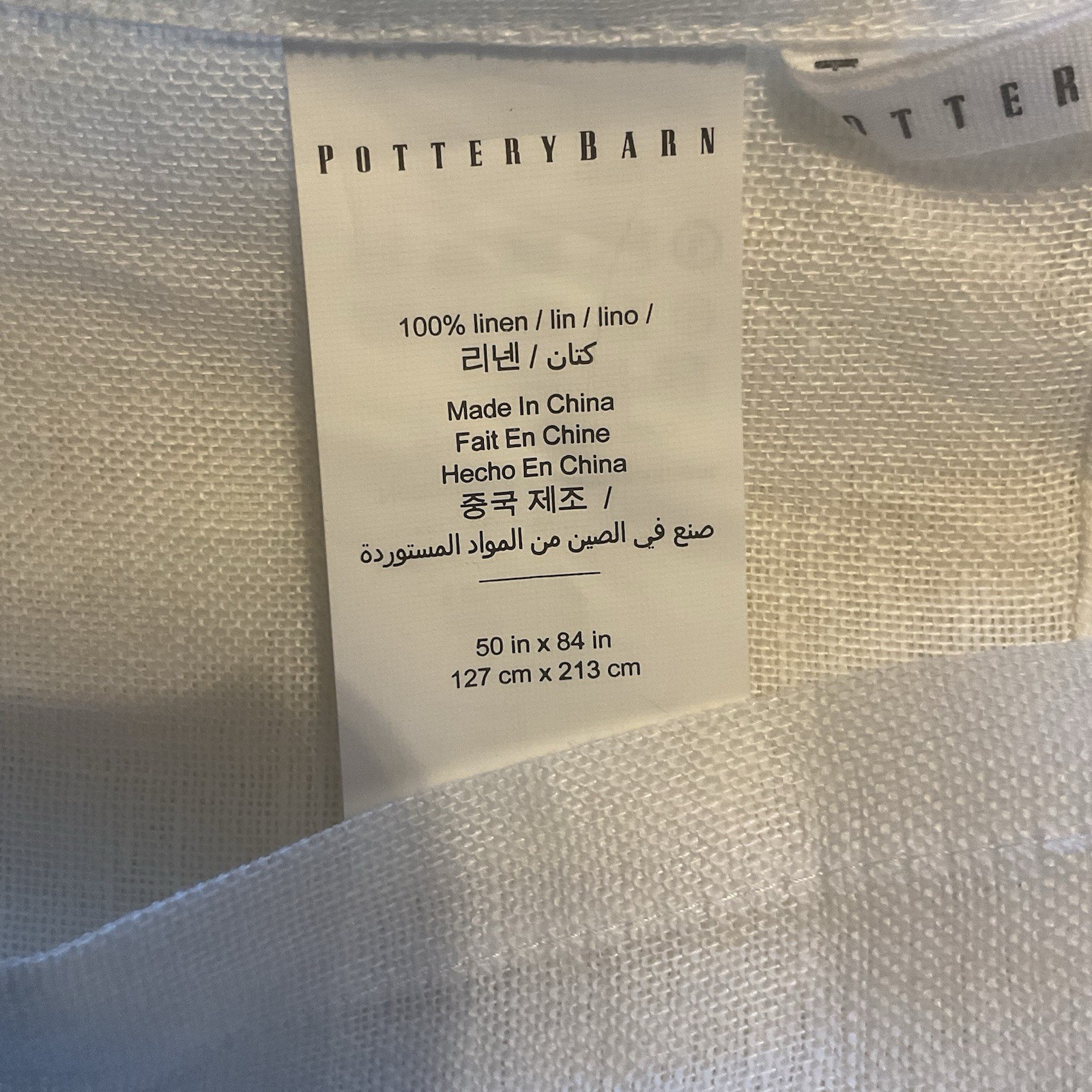 Pottery Barn 100% Linen Curtains Set of 2 White 50″ x 84” Unlined Semi Sheer