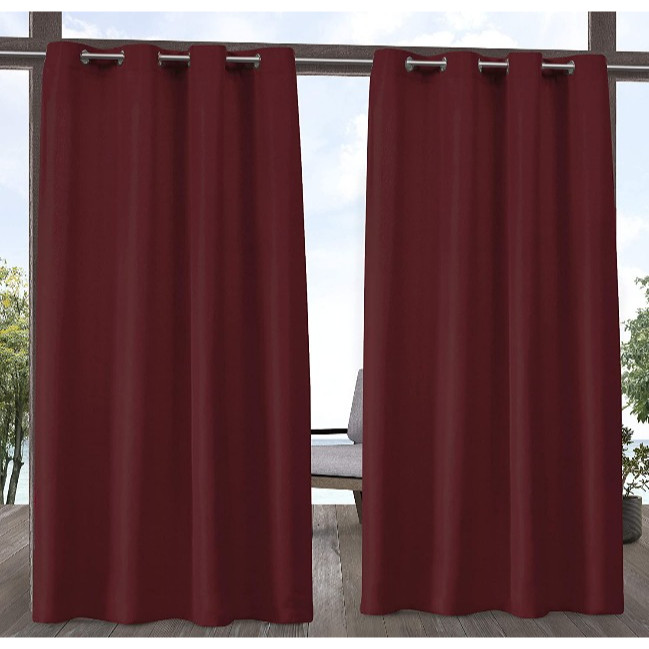Indoor Outdoor Curtain Panel Pair 120″L x 108″W Radient Red Grommet Top