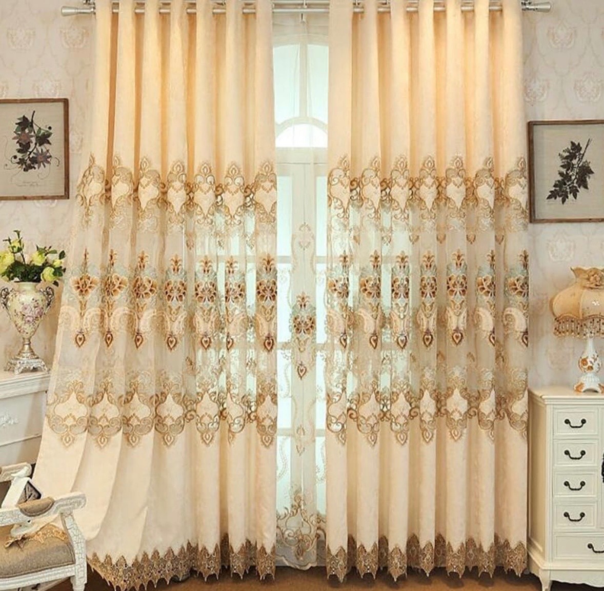 2 Grommet sheer velvet curtains