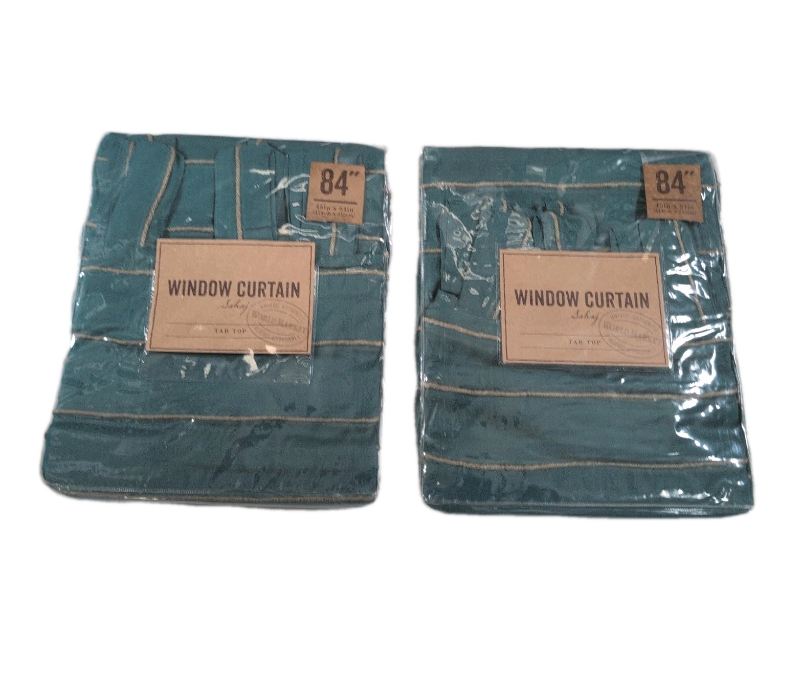 World Market Sahaj Teal Green Window Curtain Panels 45″×84″ Set Of 2 – New