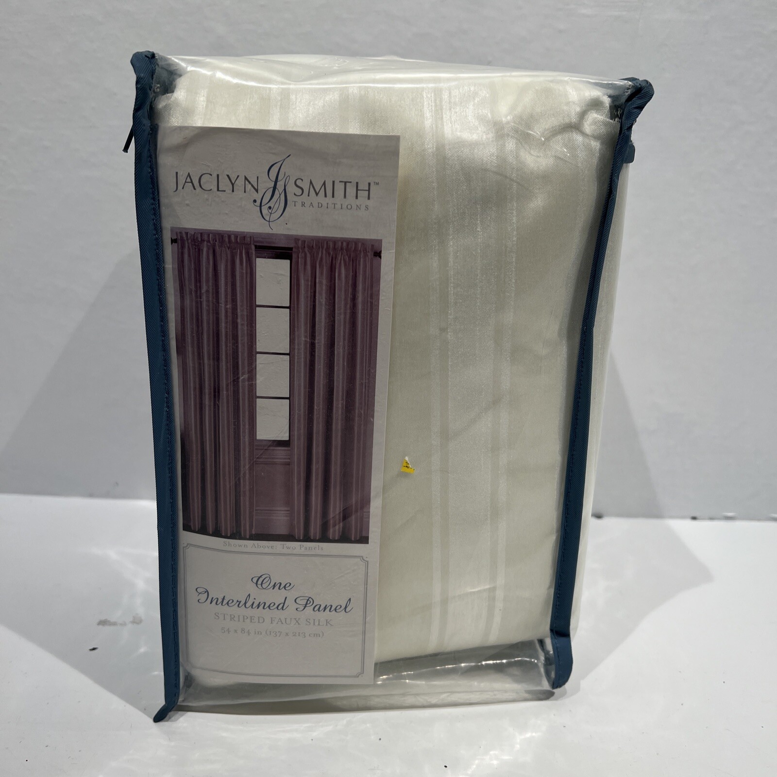 Jaclyn Smith One Interlined Striped Faux Silk Panel – 54×84″ Ivory