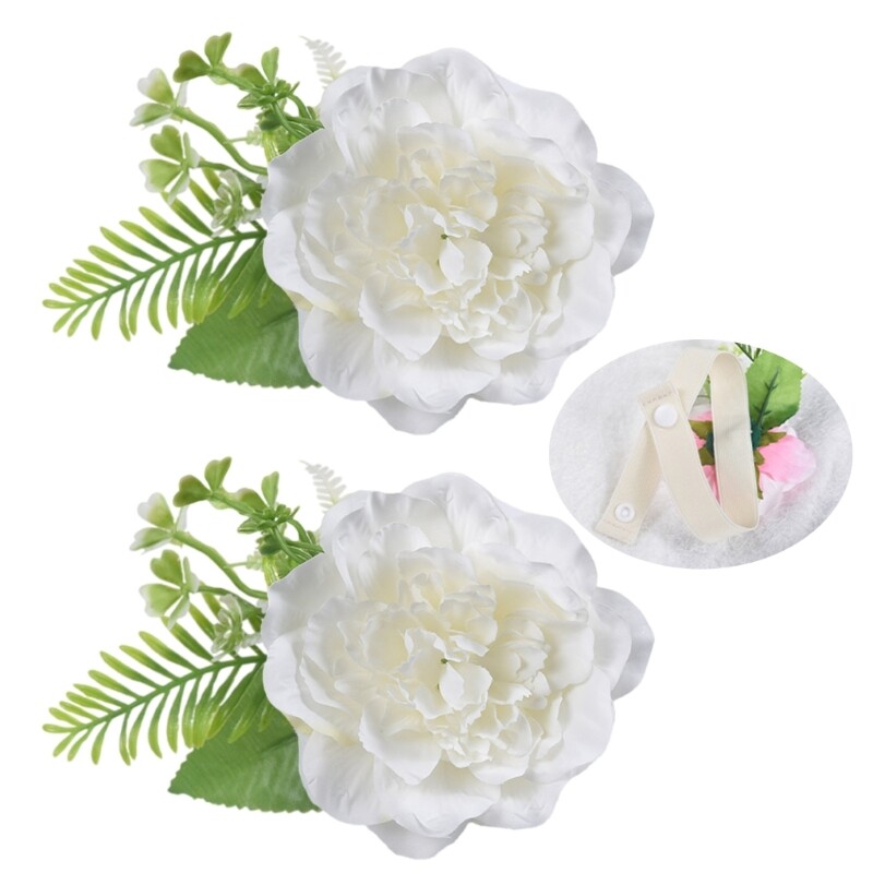 2pc Artificial Flower Curtain Ties Window Drapery Tiebacks Clips Home Styling