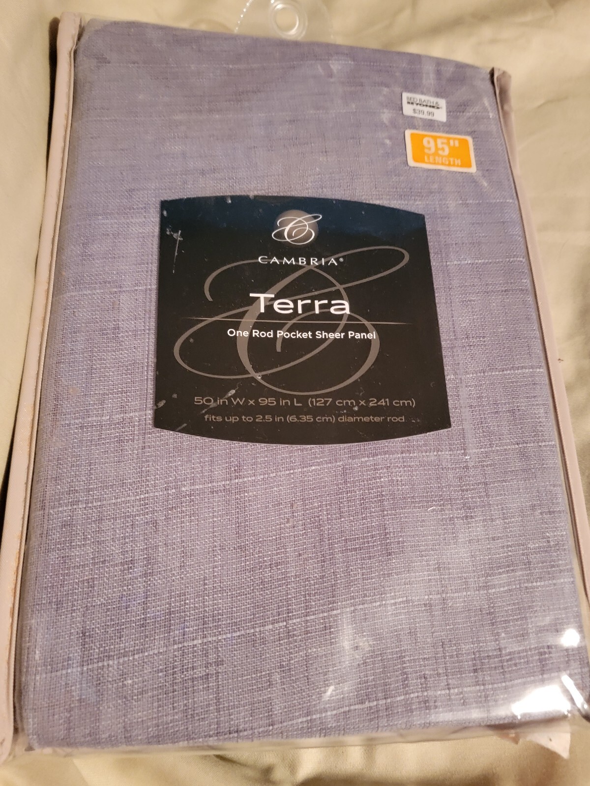Cambria One Rod Pocket Sheer Panel 95 Inch length