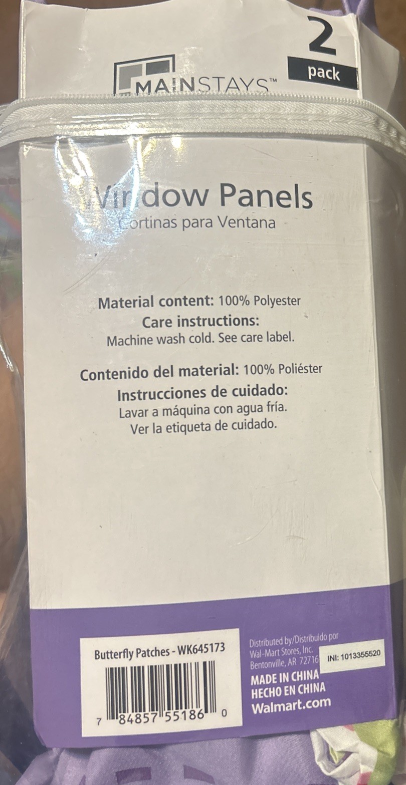 Mainstays Kids-Set Of 2 Window Panels 50″ x 84″ Purple Butterflies