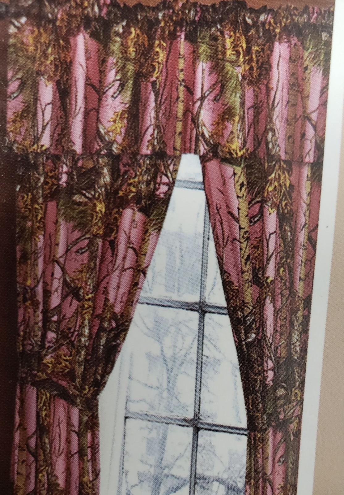 5 pc Printed Window Curtains Panels Set (42″ x 84″), TREES IN THE WOODS, pink