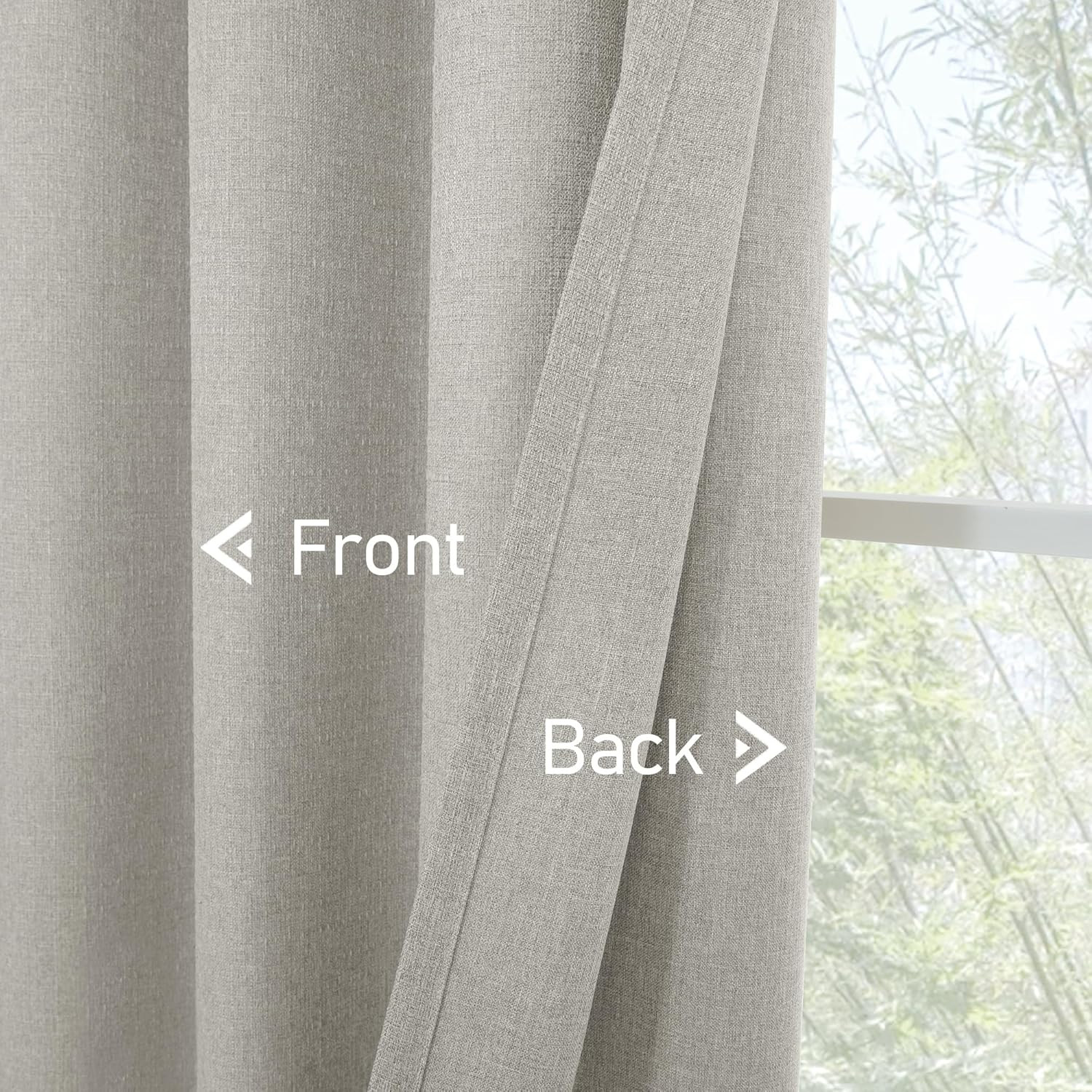 LAMIT Light Grey Linen Textured Curtains for Living Room, 108 inches Grommet Thi