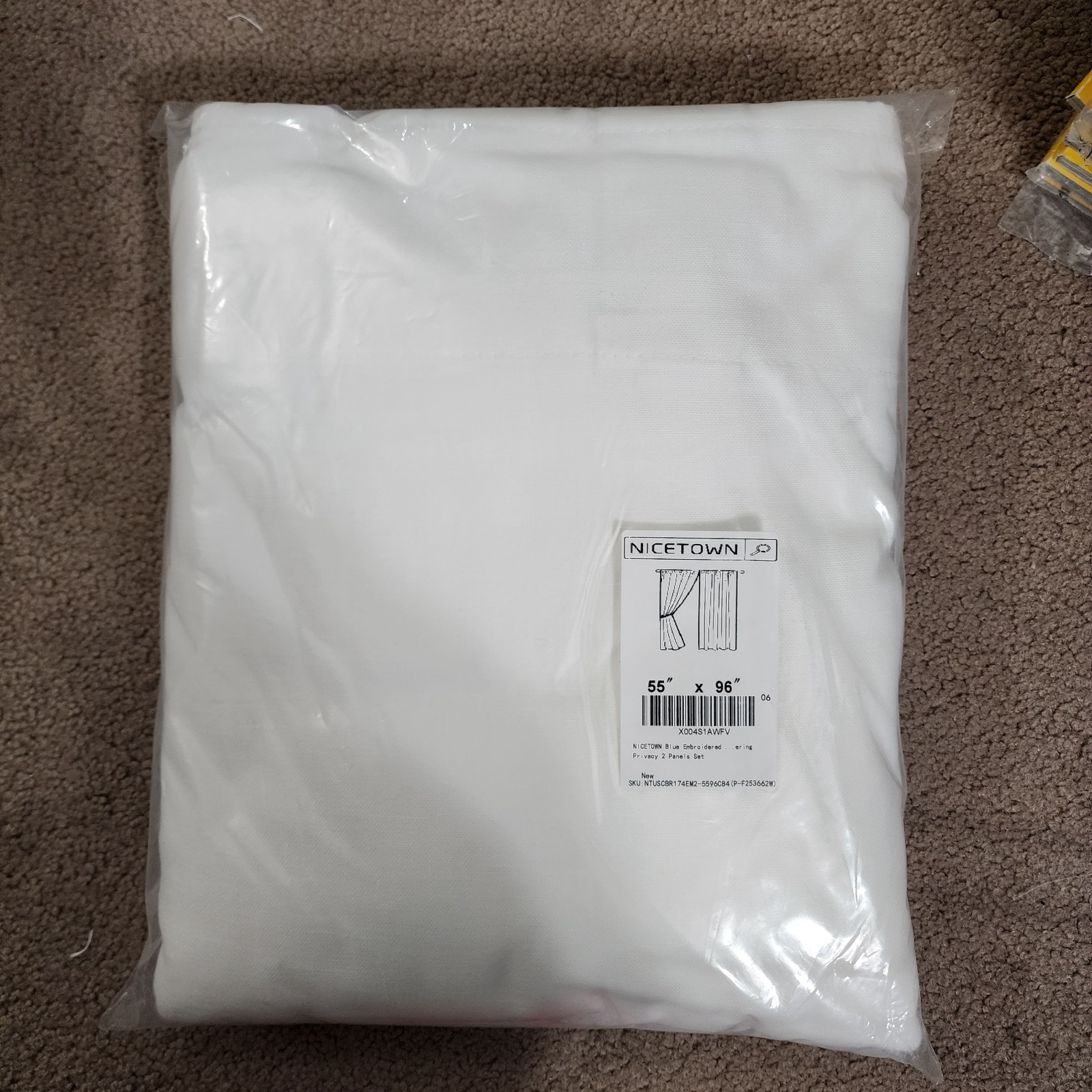 Nicetown White W/Blue Embroidery Curtains Back Tab 2-Panels Drapes 55″ W x 96″ L