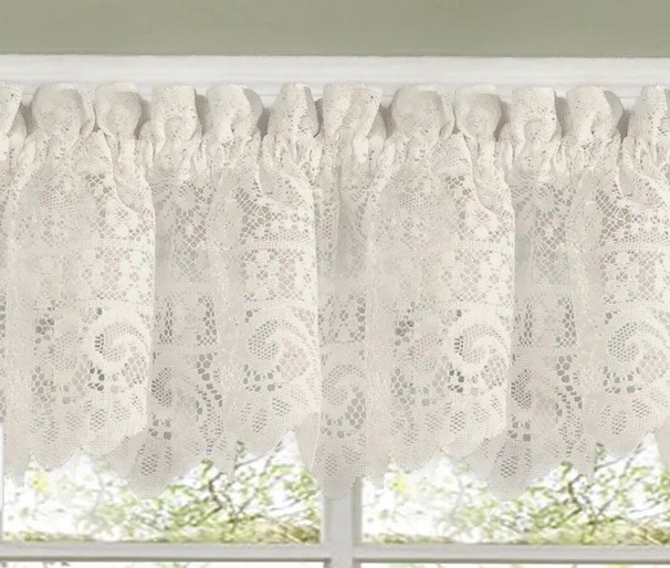 Sweet Home Collection Hopewell Old World Style Lace Curtains-Valance In Cream