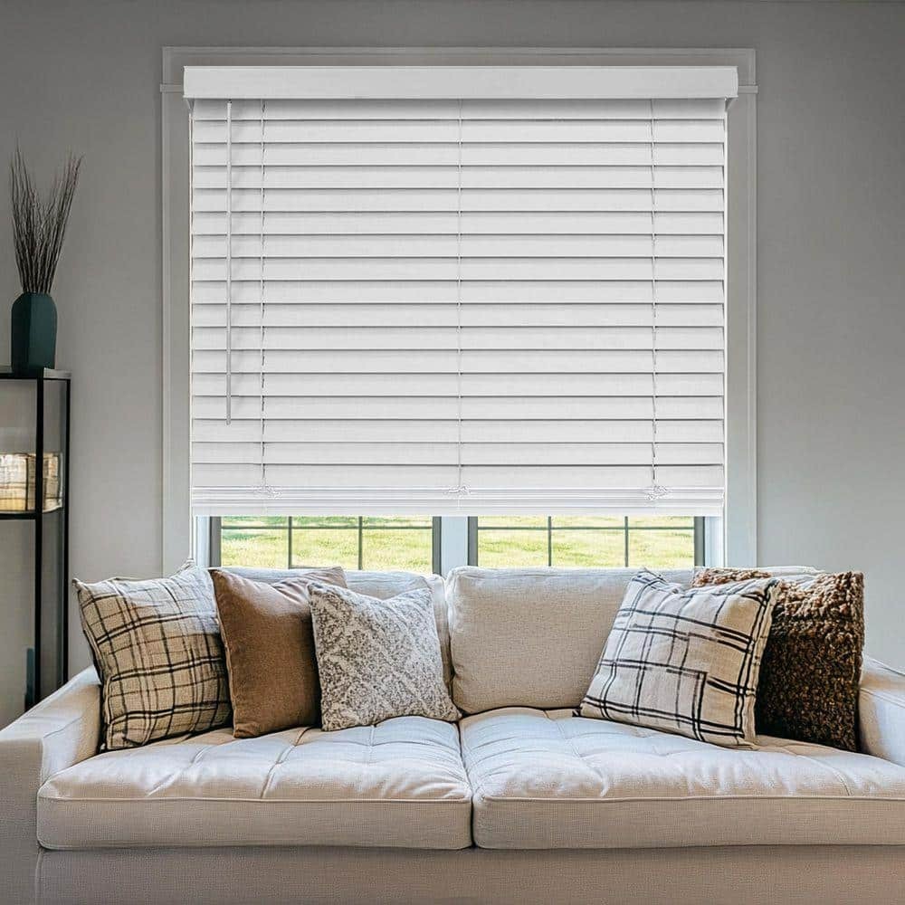 White Cordless Faux Wood Window Blinds 27×36 2″ Slats Room Darkening