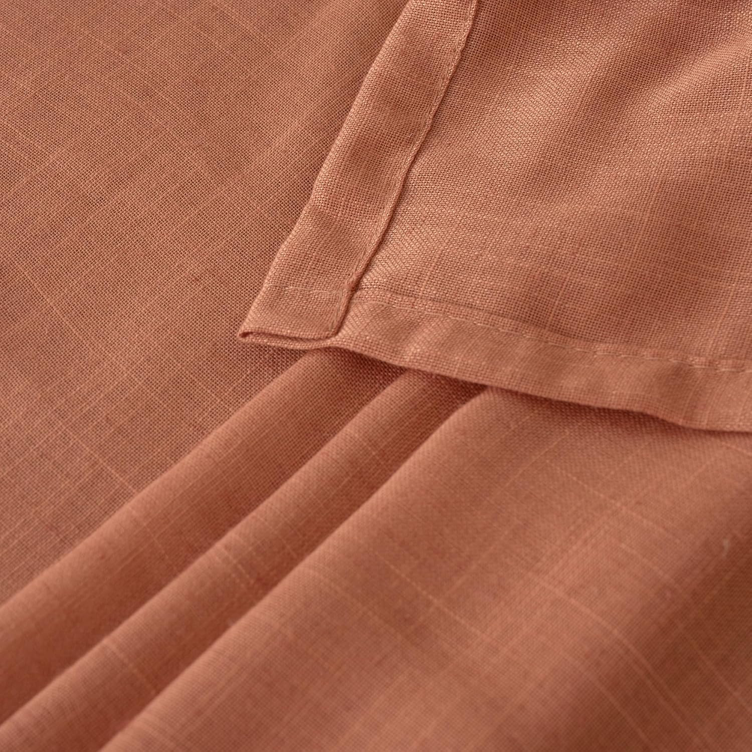 Bgment Rust Terracotta Linen Curtains 45 Inch Length, Burnt Orange Semi Sheer Dr