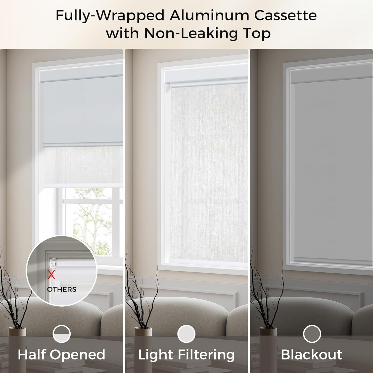 Cordless Dual Roller Shades, Blackout & Light Filtering, 24″ W X 72″ H