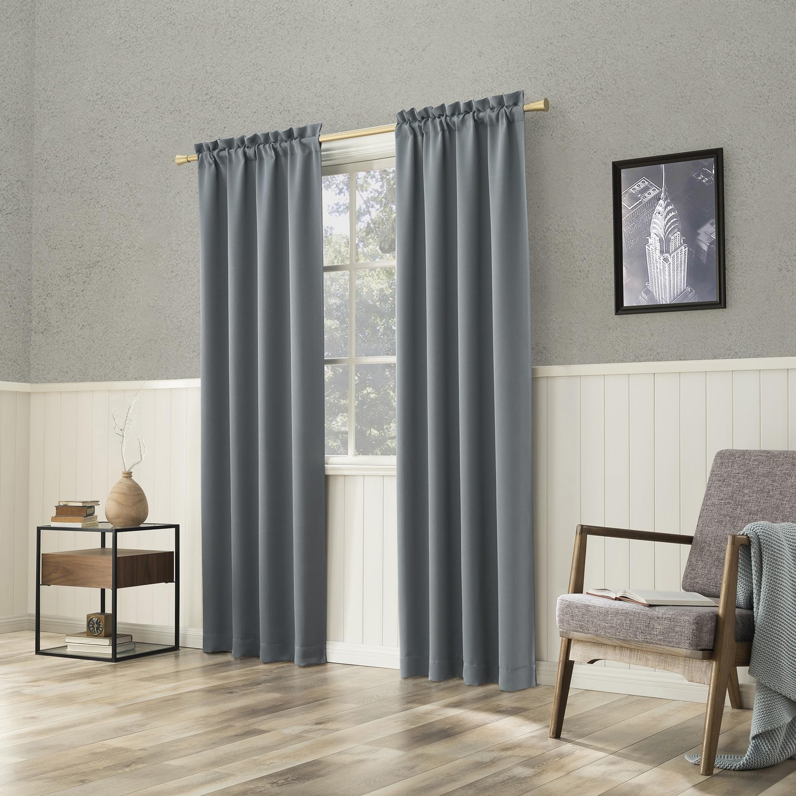Energy Saving Blackout Curtain Panel, Denim Blue, 40″ W x 63″ L