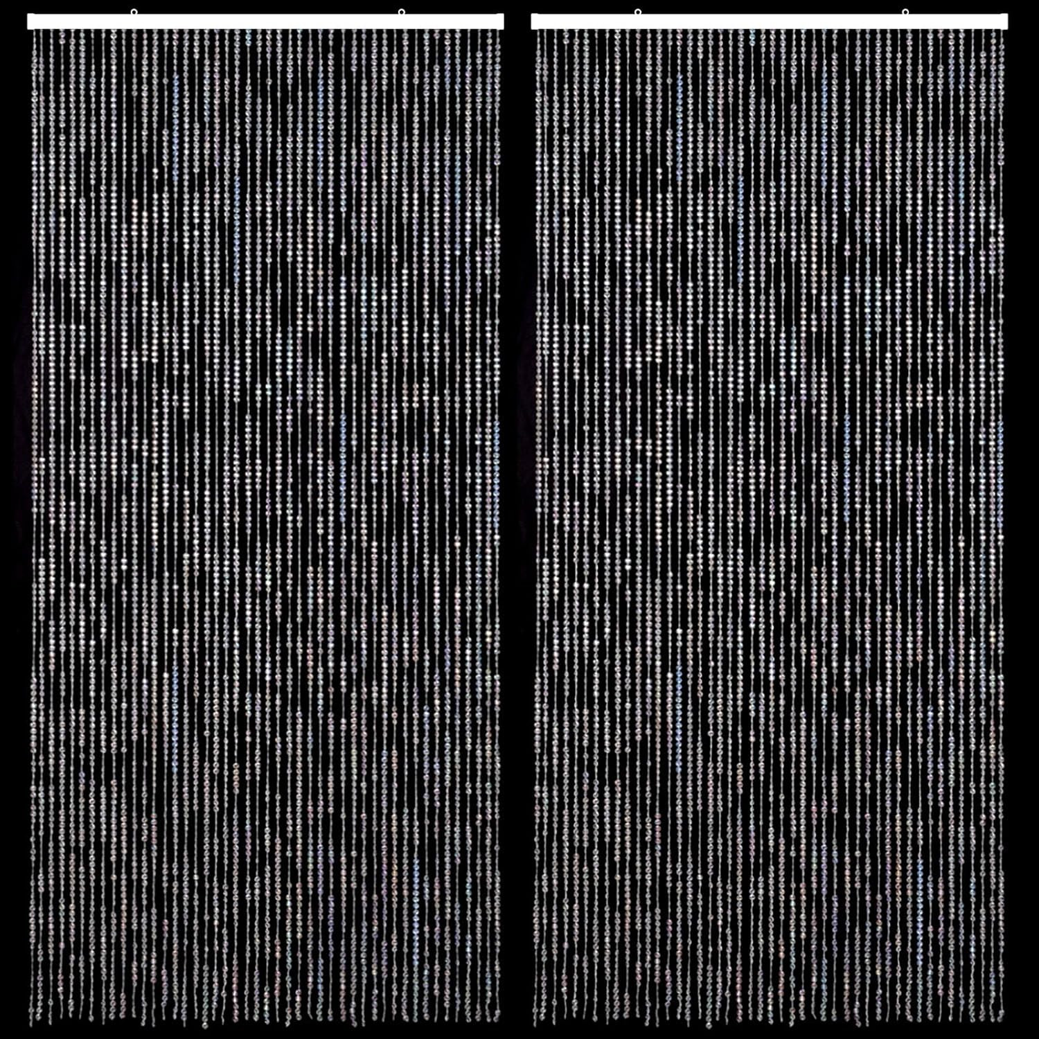 2Panels Crystal Beaded Curtain 3Ftx6.5Ft Door Beads 36 Strands Clear Acrylic Bea