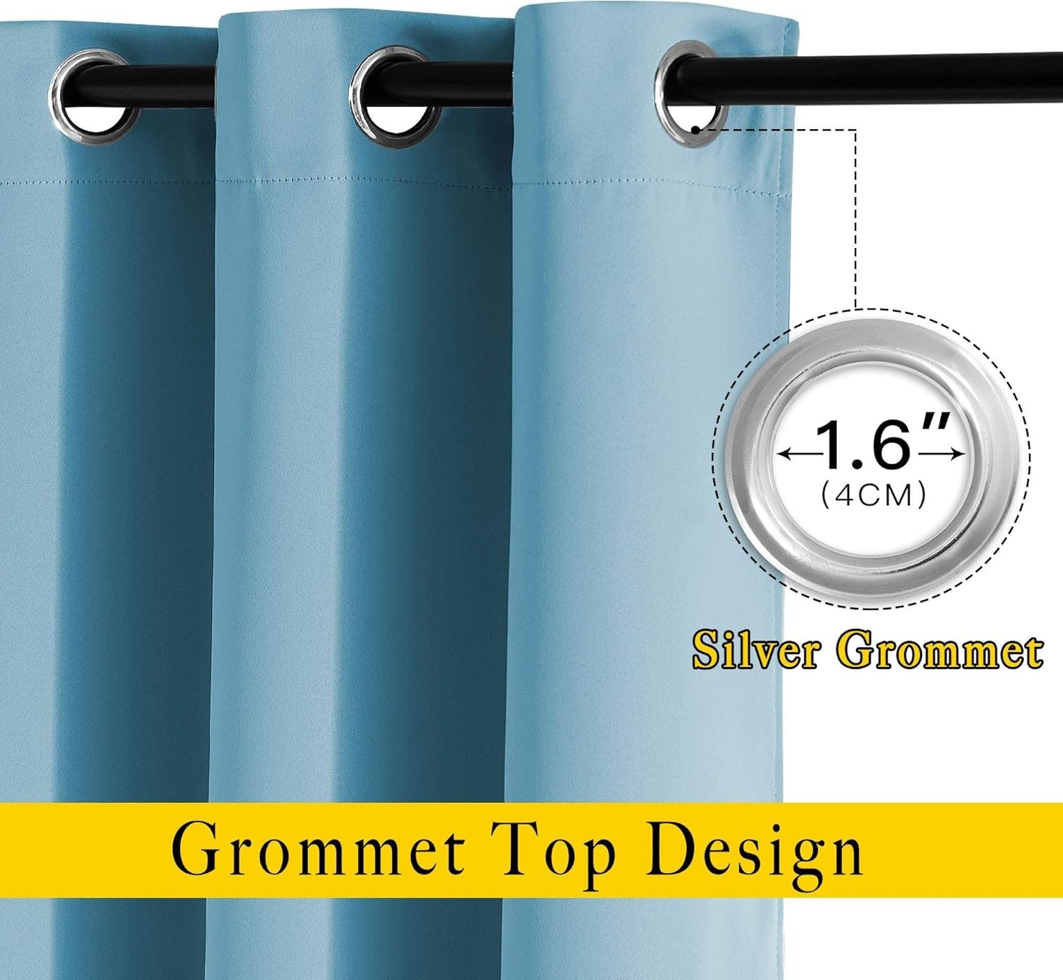 Room Darkening Curtain Panels – 52 inches W x 120 inches L, Teal Blue, 2 Pane…