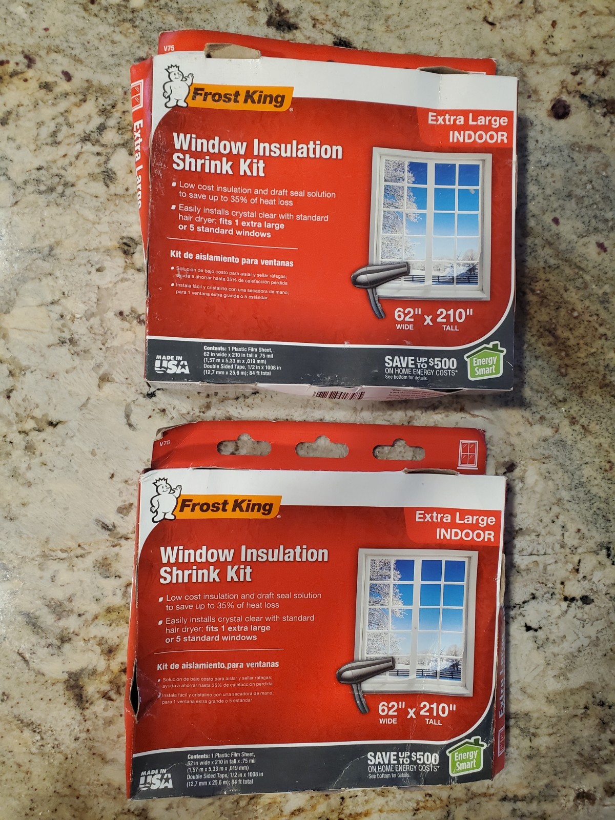Frost King Extra Large Window Insulation Shrink Kit Draft Seal 62″ X 210″ 2 Pack