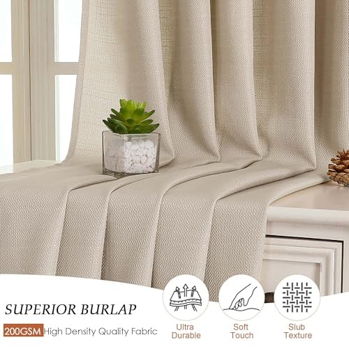 Kitchen Curtains 36 Inch Length 2 Panels, Light 30″W x 36″L (Pack of 2) Khaki