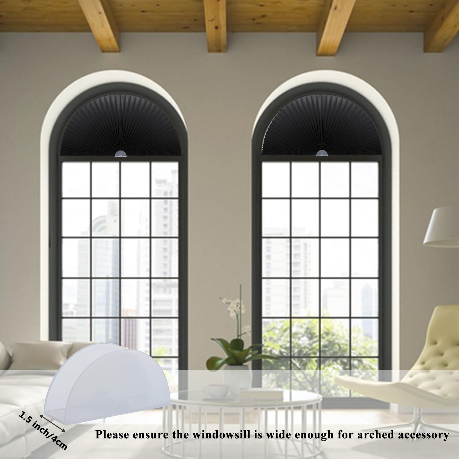 Arch Window Shade Radius 18 inch Half Circle Arched Non-Woven Stick on Cut to…