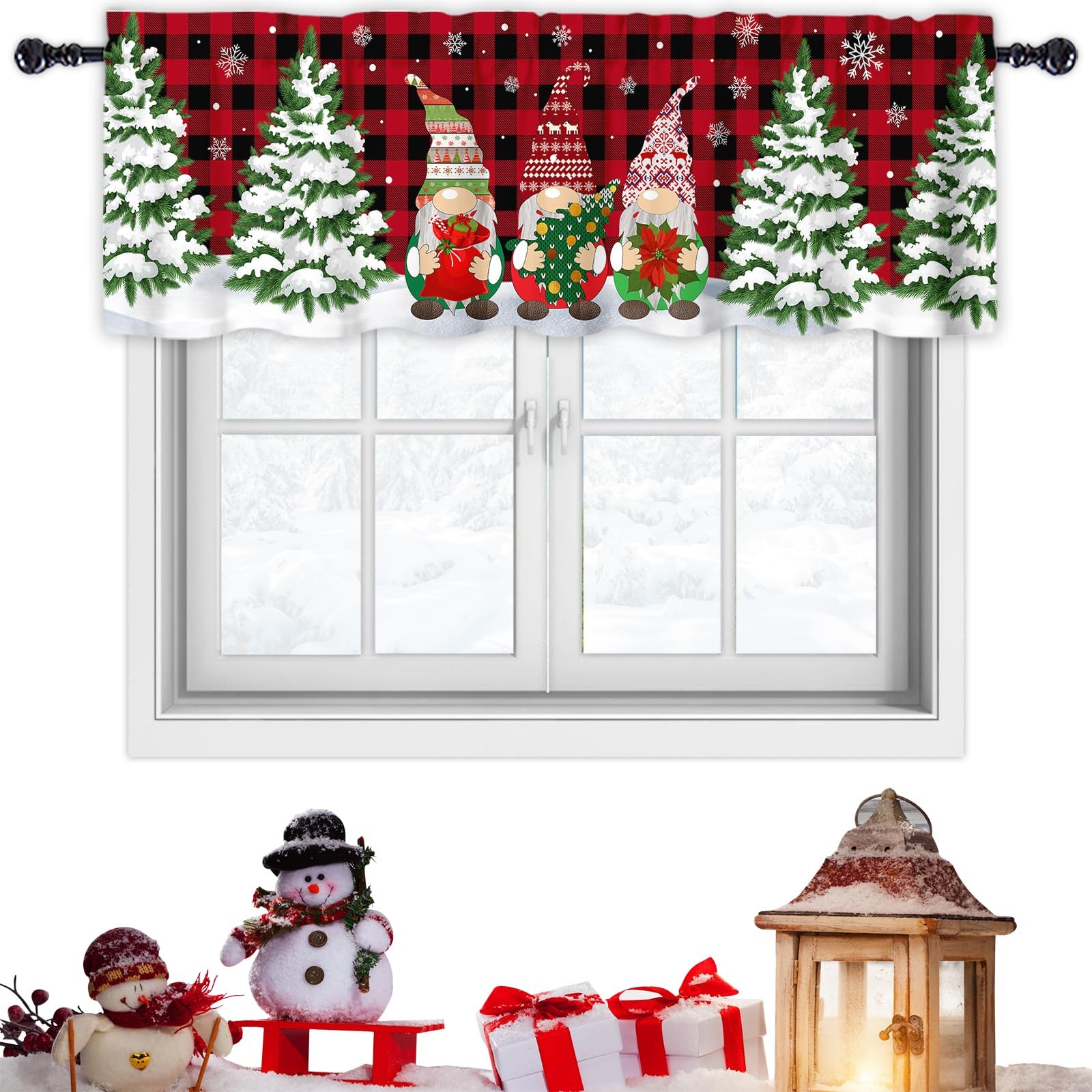 Christmas Valance for Windows Christmas Gnome Window Toppers Valances Rod Poc…