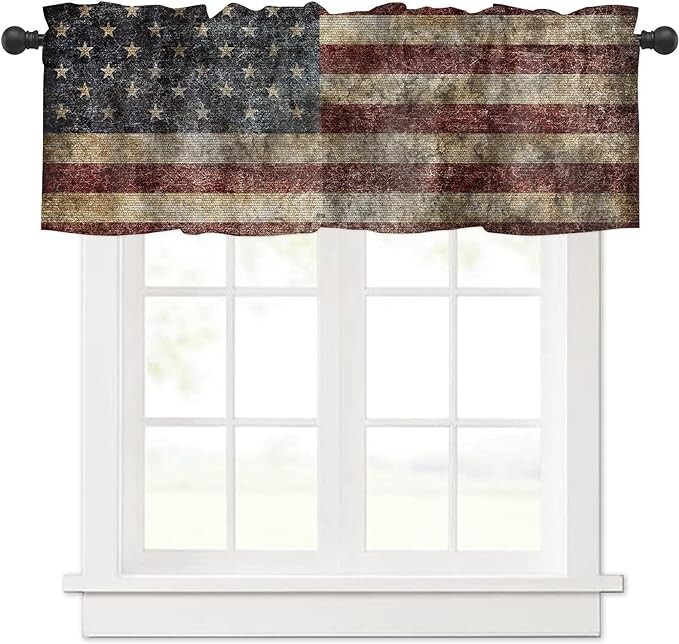 Litter Star Independence Patriotic Flag 18″L x54″W Valance Rod Pocket Curtain