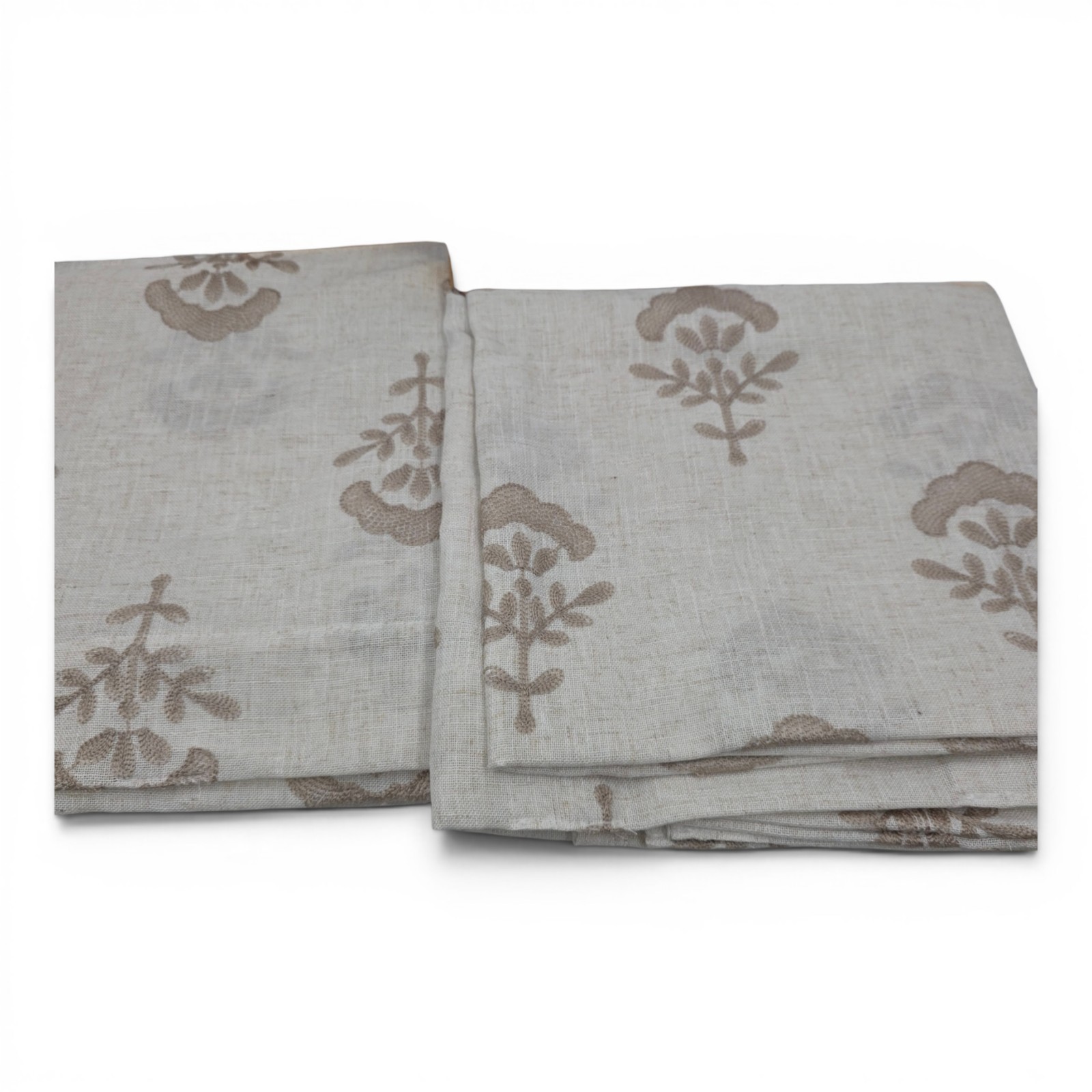 Studio 1012 Linen Blend Embroidered Floral Curtains Set of 4 37×84 Natural