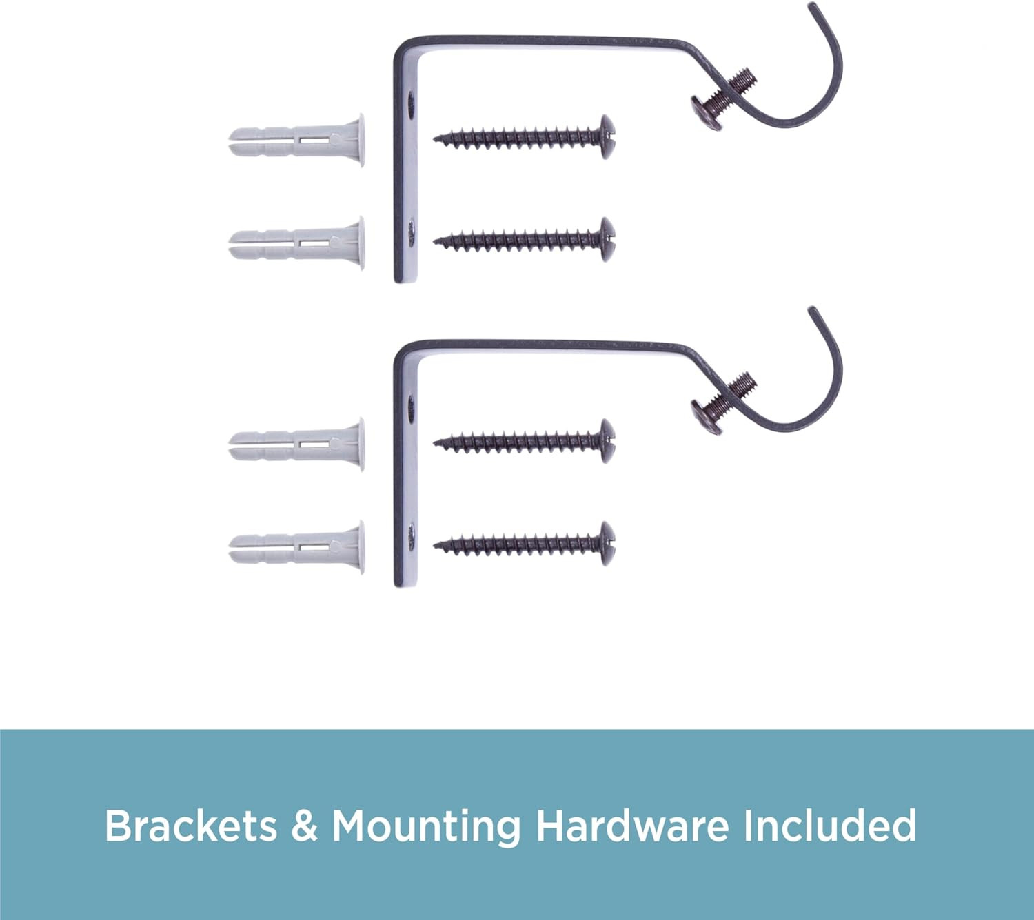5/8″ Diameter Curtain Rod Mounting Brackets, Set of 2, Black