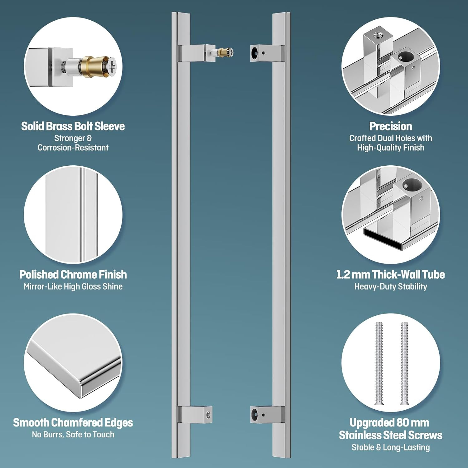 H-Shaped 36″ Push Pull Door Handle,Back to Back, 760Mm (29-15/16 Inch) CTC, 1.2