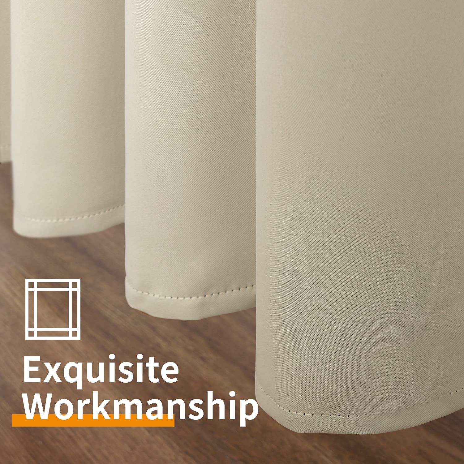 40 Inches Length Beige Blackout Curtains for Kitchen Window – Short Thermal I…