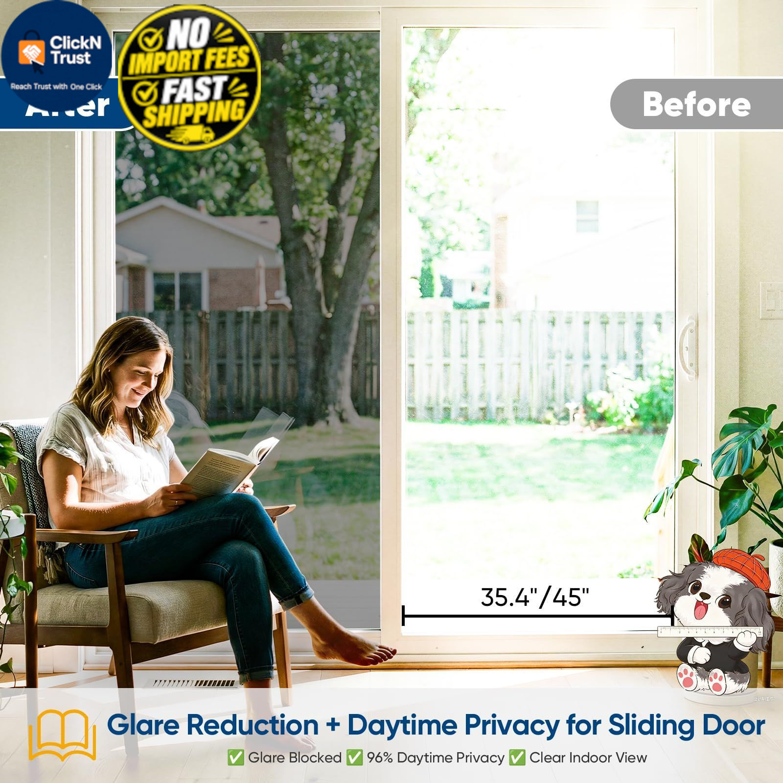 SUNBABY Window Tint for Home, One Way Privacy Film 17.5 x 78.7inch, Black