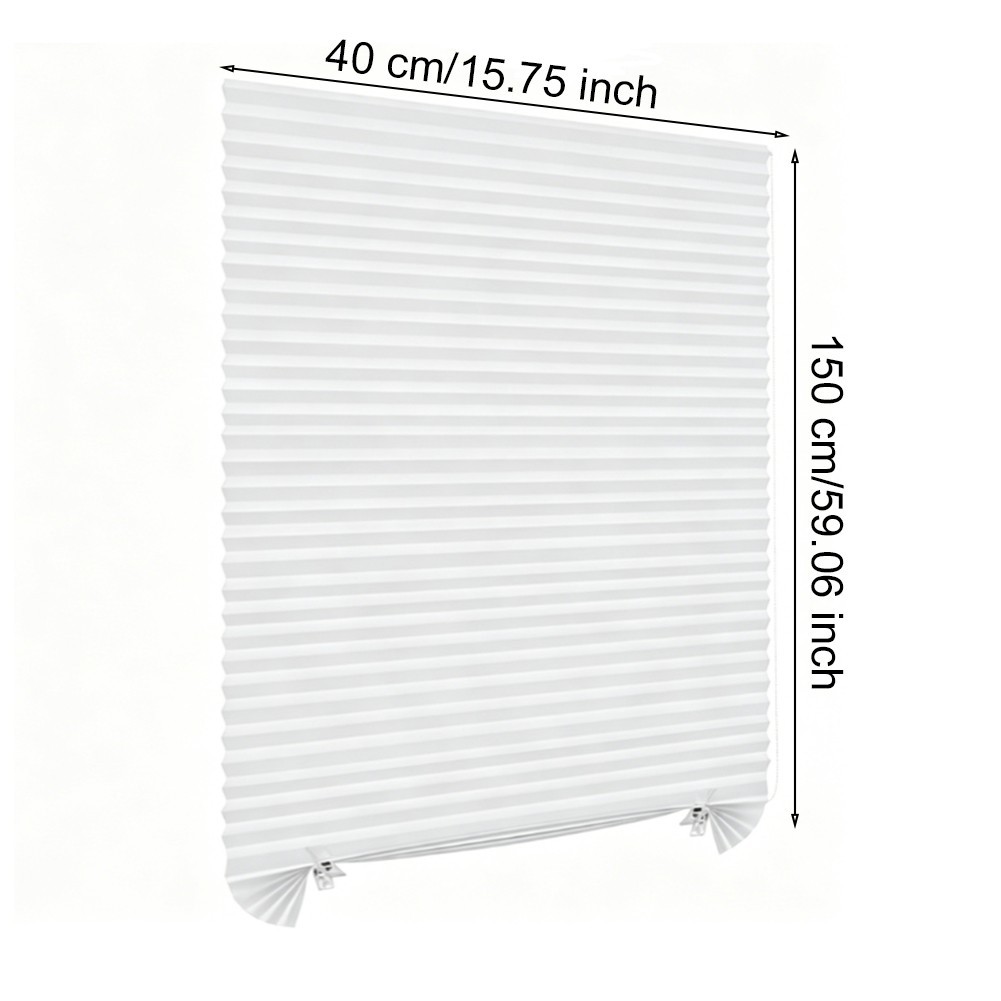 Pleated Sheer Rollable Curtain White 40cm 45cm 50cm 55cm x 150cm Easy Install