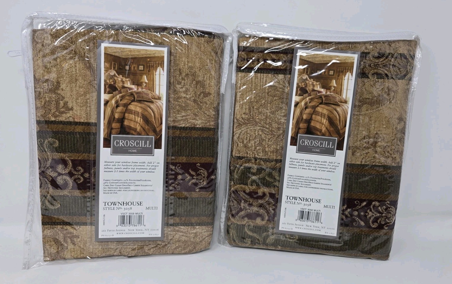 Croscill Ascot Valances Townhouse 40″ X 21″ (Set Of 2) NOS