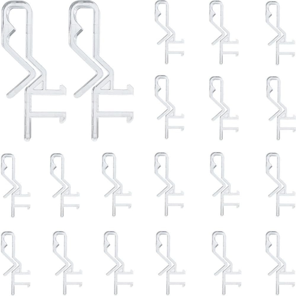 20pcs Clear Hidden Channel Valance Clips for Faux/Real Wood 50mm