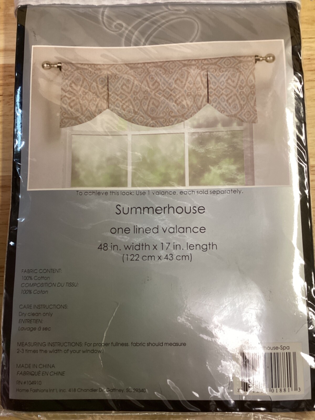 Summerhouse® One Lined Valance – 48 in x 17 in – home fashions – new
