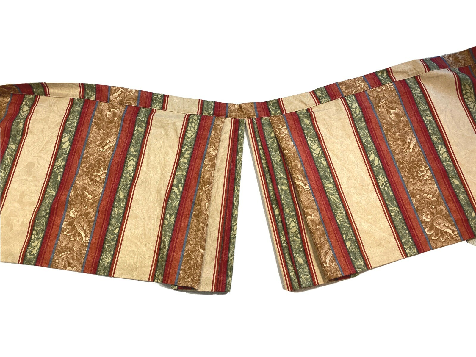 3 Custom Made Luxury Valances Window Treatments Curtains Red Green Stripe Design