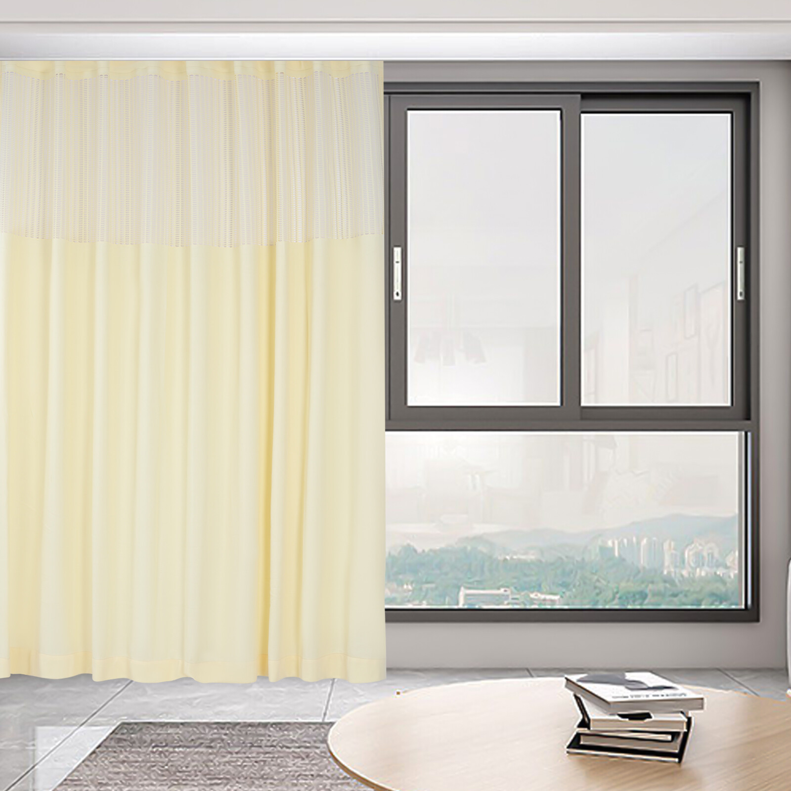Room Divider Curtain Panel Privacy Screen Curtain Thermal Insulated W/ Mesh Top！