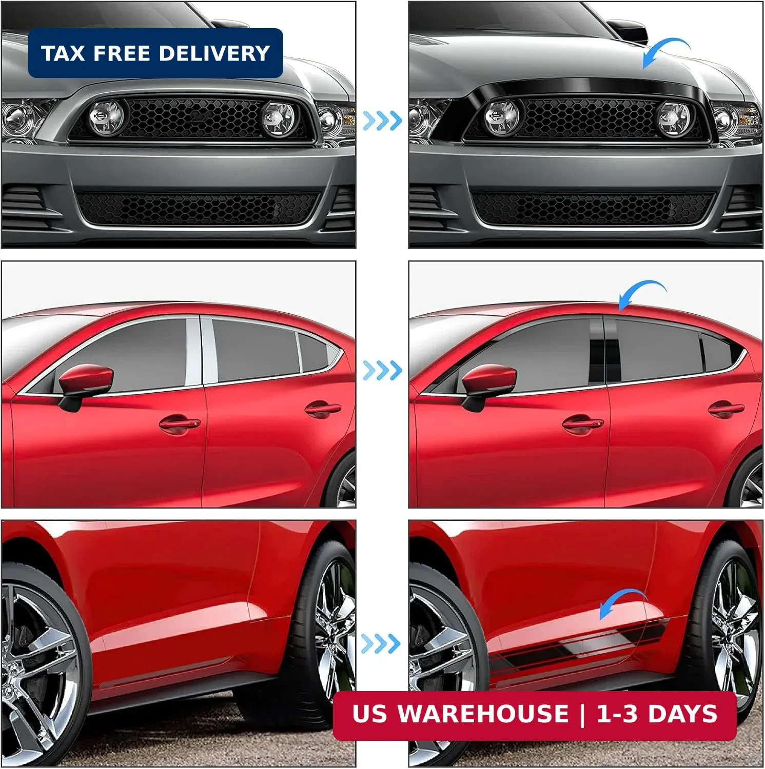 2IN X 30FT Gloss Black Vinyl Wrap for Chrome Delete Window Trim Car Door Sill Pr