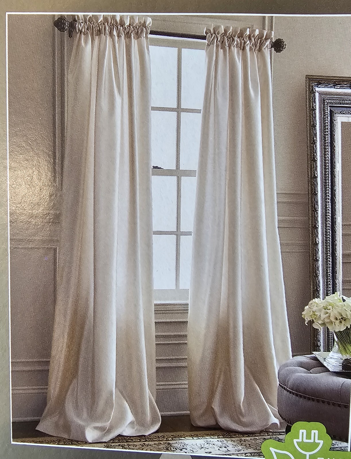 NEW JcPenny Royal Velvet 50″ x 84″ Ivory Beige Curtain Panel lined back tab