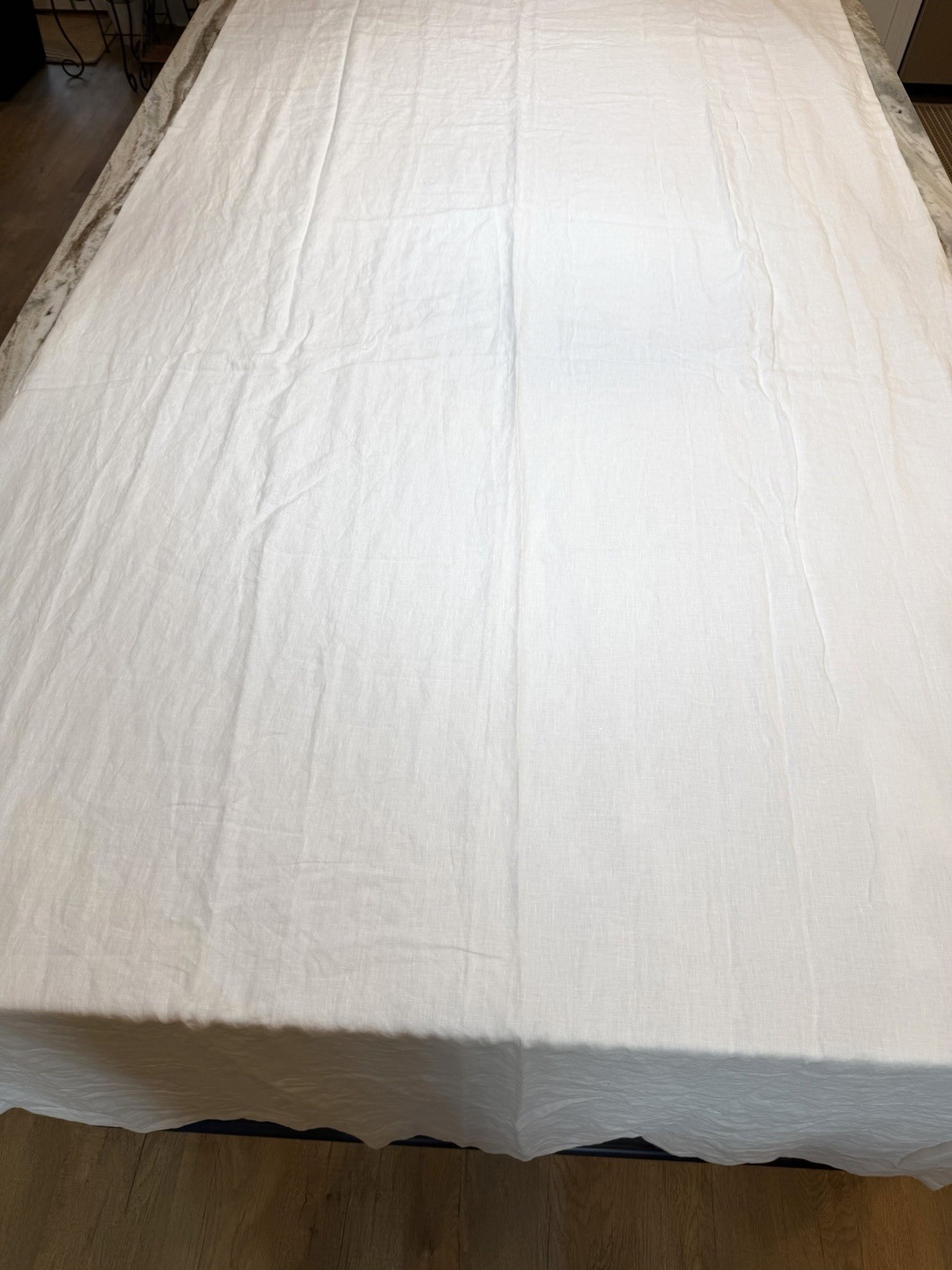 Pottery Barn 100% Belgian Flax Linen Curtain 50x 108 Pole top WHITE READ
