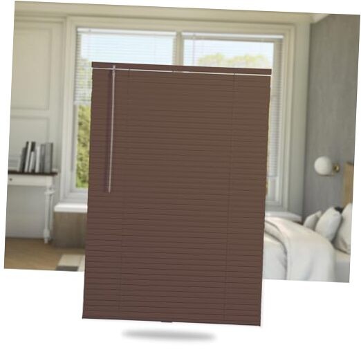 Cordless Mini Blinds Aluminum Venetian Blind Horizontal 44″W x 64″H Brown