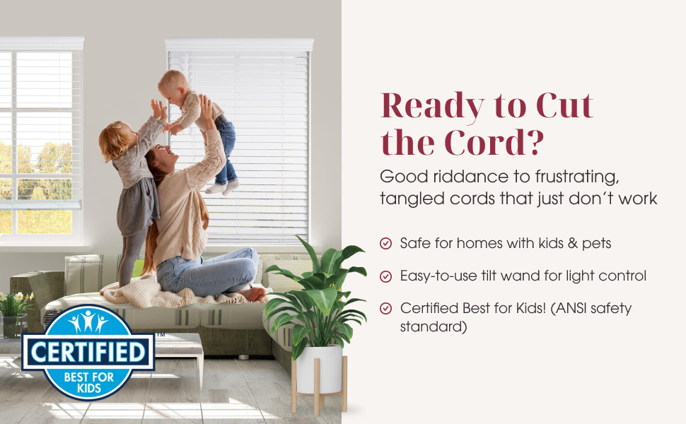 ARLO Faux Wood Blinds with Crown Valance – 72″ Width x 84″ Height, White,