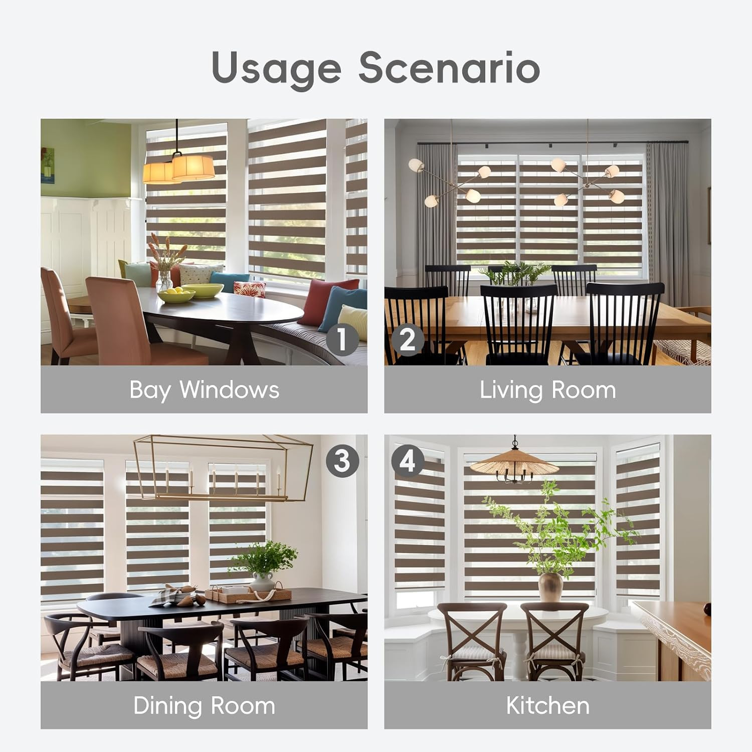 Corded Zebra Blinds – Room Darkening Dual Layer Privacy for Home & Office 39×72