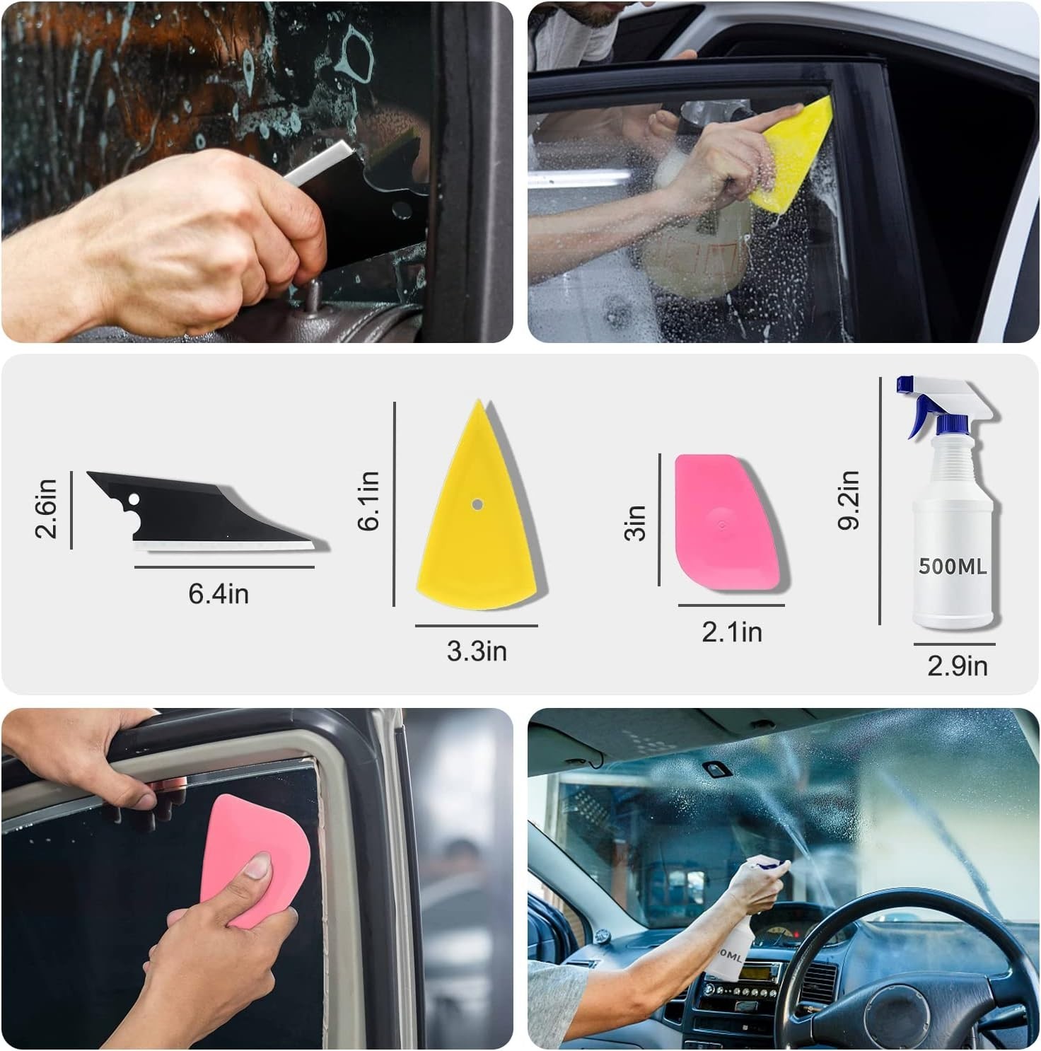 Professional Car Window Tint Tools Kit 9 Pieces for Easy Application